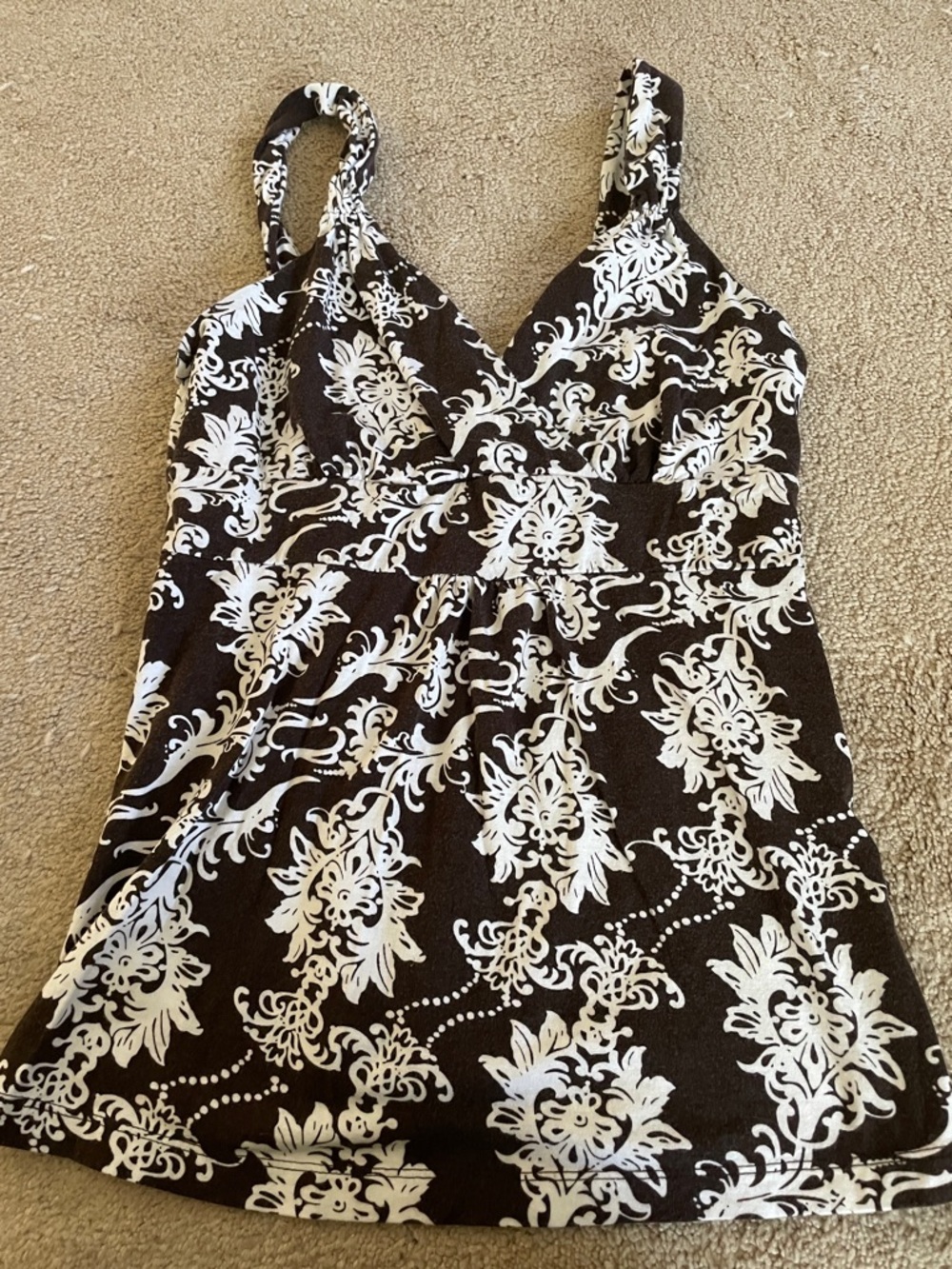 LOFT Black and White Patterned Tank Top